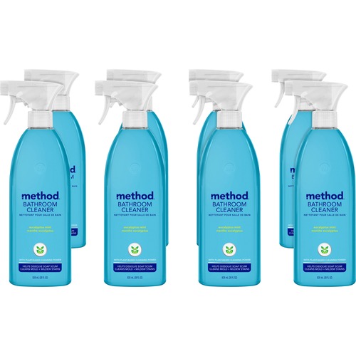 Method Daily Shower Spray Cleaner - 28 fl oz (0.9 quart) - Eucalyptus Mint Scent - 8 / Carton - Pleasant Scent, Non-toxic, Disinfectant - Blue