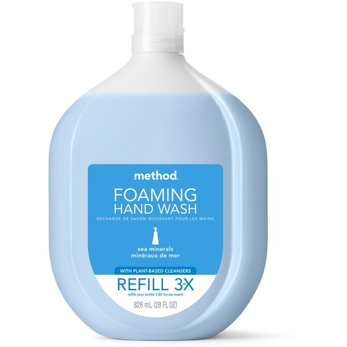 Method Foaming Hand Soap Refill - Sea Mineral ScentFor - 28 fl oz (828.1 mL) - Hand - Light Blue - Triclosan-free, Paraben-free, Phthalate-free - 6 / Carton