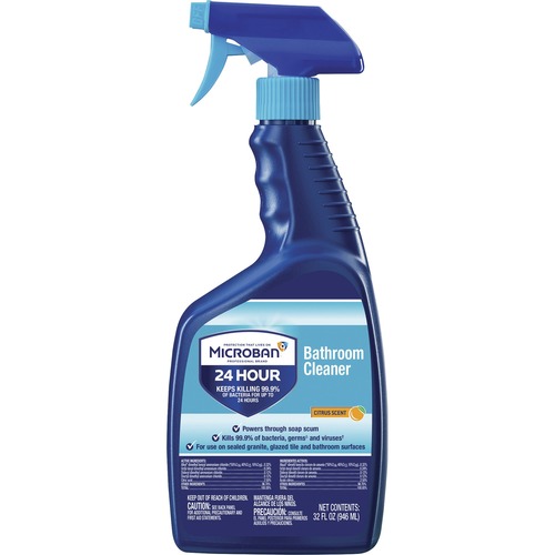 Microban Professional Bathroom Cleaner Spray - Ready-To-Use - 32 fl oz (1 quart) - Citrus Scent - 1 Bottle - Phosphate-free, Versatile, Antimicrobial - Multi