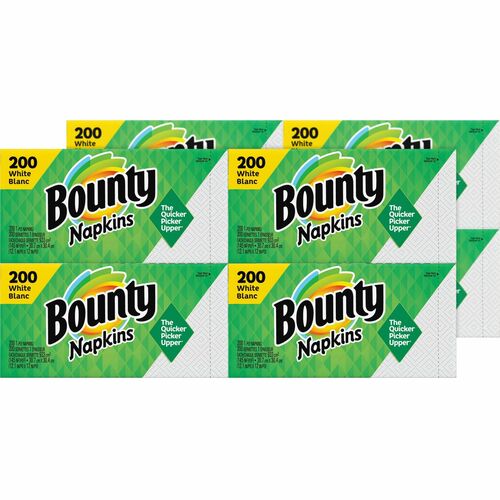 Bounty Quilted Napkins - 1 Ply - 12" x 12" - White - Paper - Absorbent, Durable, Strong - For Food Service, School, Office, Industry - 1600 / Carton