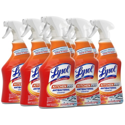 Lysol Kitchen Pro Cleaner - Liquid - 22 fl oz (0.7 quart) - Fresh Citrus Scent - 9 / Carton - Clear