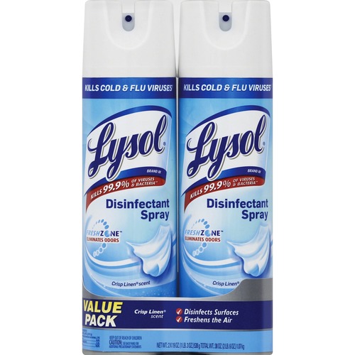 Lysol Disinfectant Spray - Spray - 19 fl oz (0.6 quart) - Crisp Linen Scent - 12 / Carton - Clear