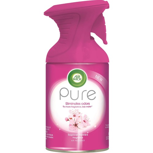 Air Wick Pure Freshener Spray - Aerosol - 5.5 fl oz (0.2 quart) - Tropical Flowers - 6 / Carton - Odor Neutralizer, Residue-free, Long Lasting