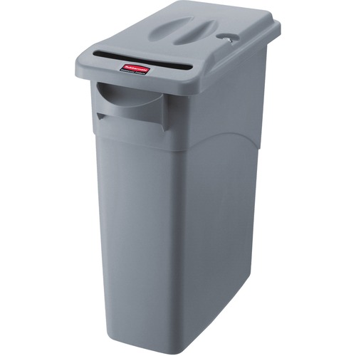 Rubbermaid Commercial Slim Jim Confidential Secure Container - 23 gal - Lid Lock Closure - Gray - For Document - 4 / Carton