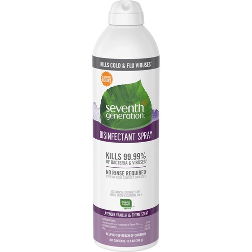 Seventh Generation Disinfectant Cleaner - Spray - 13.9 fl oz (0.4 quart) - Lavender Vanilla & Thyme Scent - 8 / Carton - Clear