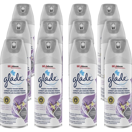 Glade Lavender & Vanilla Air Spray - Aerosol - Lavender, Vanilla - 12 / Carton - Odor Neutralizer