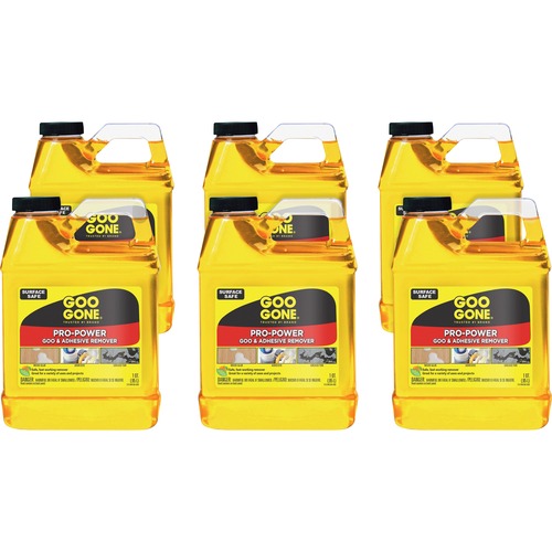 Goo Gone 1-Quart Pro-Power Remover - Liquid - 32 fl oz (1 quart) - Citrus Scent - 6 / Carton - Yellow