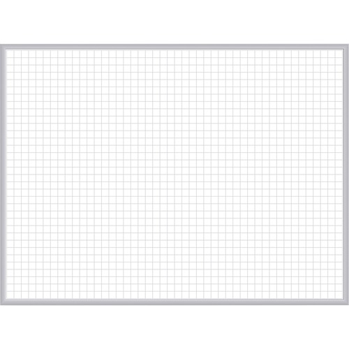 Ghent Grid Whiteboard - 48" (4 ft) Width x 36" (3 ft) Height - White Steel Surface - Satin Aluminum Frame - Rectangle - Horizontal - Magnetic - Grid Pattern, Stain Resistant, Ghost Resistant, Fade Resistant, Accessory Tray - 1 Each - TAA Compliant