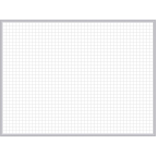 Ghent Grid Whiteboard - 72" (6 ft) Width x 48" (4 ft) Height - White Steel Surface - Satin Aluminum Frame - Rectangle - Horizontal - Magnetic - Grid Pattern, Stain Resistant, Ghost Resistant, Fade Resistant, Accessory Tray - 1 Each - TAA Compliant