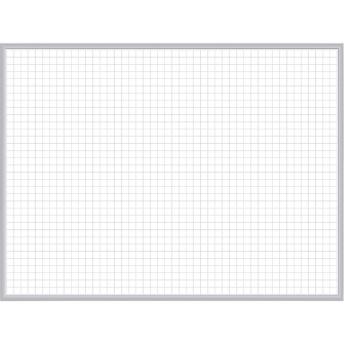 Ghent Grid Whiteboard - 96" (8 ft) Width x 48" (4 ft) Height - White Steel Surface - Satin Aluminum Frame - Rectangle - Horizontal - Magnetic - Grid Pattern, Stain Resistant, Ghost Resistant, Fade Resistant, Accessory Tray - 1 Each - TAA Compliant