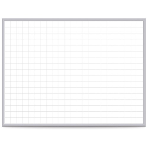 Ghent Grid Whiteboard - 36" (3 ft) Width x 24" (2 ft) Height - White Steel Surface - Satin Aluminum Frame - Rectangle - Horizontal - Magnetic - Grid Pattern, Stain Resistant, Ghost Resistant, Fade Resistant, Accessory Tray - 1 Each - TAA Compliant