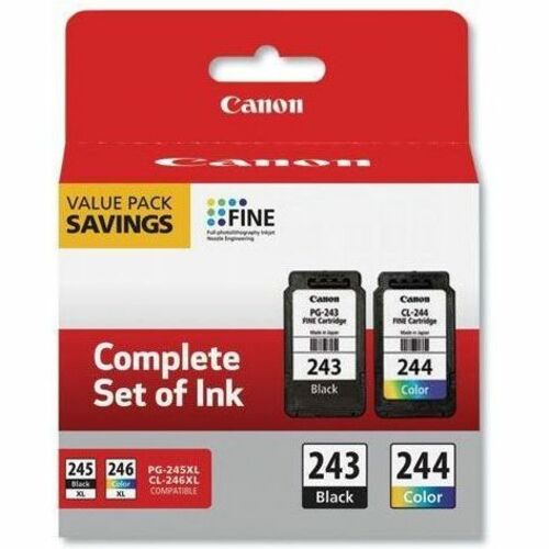 Canon PG-243 / CL-244 Original Laser Ink Cartridge - Value Pack - Black, Color Pack - Laser