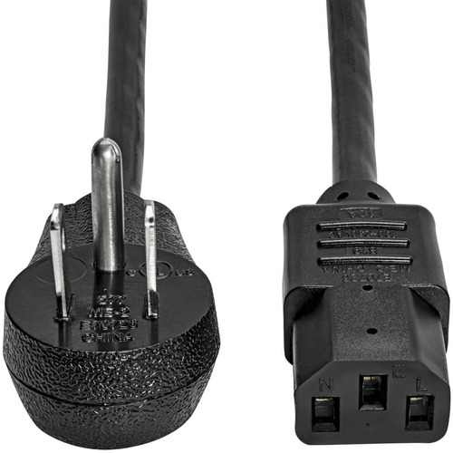 Eaton Tripp Lite Series Computer Power Cord, Right-Angle NEMA 5-15P to C13 - Heavy-Duty, 15A, 125V, 14 AWG, 2 ft. (0.61 m), Black - For Desktop Computer, Monitor, Printer, Scanner, Surge Protector, UPS, PDU - 125 V AC / 15 A - Black
