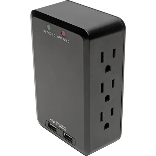 Tripp Lite by Eaton 6-Outlet Surge Protector with 2 USB Ports (3.4A Shared) - Side Load, Direct Plug-In, 1050 Joules - 6 x NEMA 5-15R, 2 x USB - 1800 VA - 1050 J - 120 V AC Input