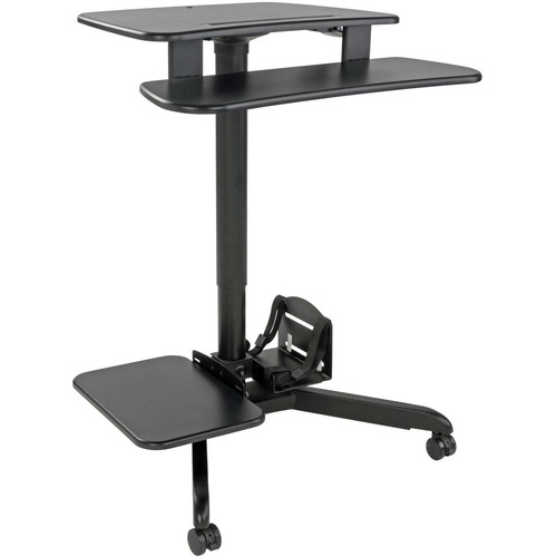 Eaton Tripp Lite Series Rolling Desk TV / Monitor Cart - Height Adjustable - Assembly Required - Black, Silver - MDF, Steel