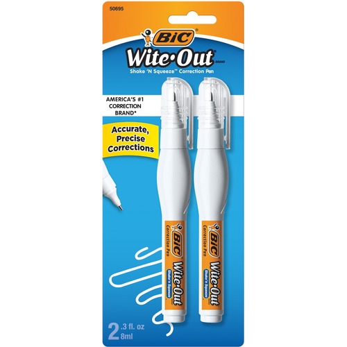 Wite-Out Shake 'n Squeeze Correction Pen - 8 mL - White - Quick Drying, Squeeze Barrel - 2 / Pack
