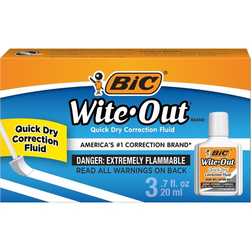 Wite-Out Correction Fluid - 20 mL - White - Quick Drying - 3 / Pack