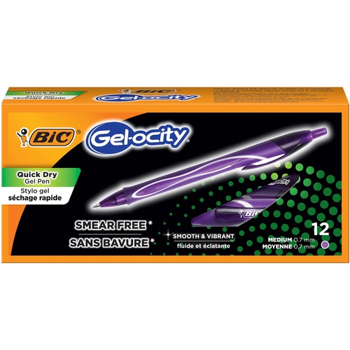 Picture of BIC Gel-ocity Quick Dry Gel Pen, Fine, Purple, 12 Pack