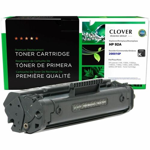 Clover Imaging Remanufactured Toner Cartridge for HP 92A (C4092A) - HP LaserJet 1100, 1100A, 1100Ase, 1100Axi, 1100se, 1100xi, 3200, 3200M, 3200se (HP 92A) - Toner Cartridge