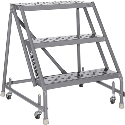 Louisville 3-step Steel Warehouse Ladder - 3 Step - 450 lb Load Capacity - 33" x 28" x 30" - Gray