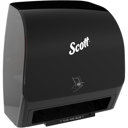 Scott Mod Slimroll Towel Dispenser - Touchless Dispenser - 1 x Roll - 12.4" Height x 11.8" Width x 7.3" Depth - Plastic - Black - Compact, Translucent