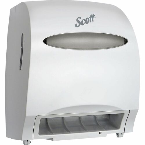 Scott Essential System Touchless Roll Towel Dispenser - Touchless Dispenser - 15.8" Height x 12.7" Width x 9.6" Depth - White - Durable, Key Lock, Jam
