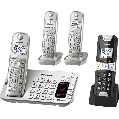 Panasonic Link2Cell KX-TGE484S2 Bluetooth/DECT 6.0 Cordless Phone - Cordless - Cordless - 330 ft (100.6 m) Range - 4 x Handset - Speakerphone - Answering Machine