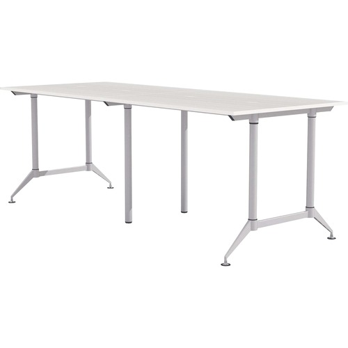 Mayline EVEN Workstation, 4-Person, 24" x 72" , Standing-Height - Designer White Rectangle Top - Powder Coated Silver Base - 200 lb Capacity - 12 ft Table Top Width x 48" Table Top Depth x 1" Table Top Thickness - 42" Height - Assembly Required - Laminate