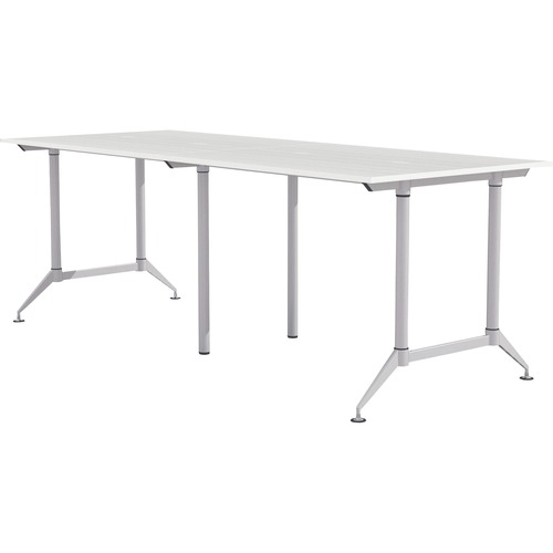 Mayline EVEN Workstation, 4-Person, 24" x 60" , Standing-Height - Designer White Rectangle Top - Powder Coated Silver Base - 200 lb Capacity - 10 ft Table Top Width x 48" Table Top Depth x 1" Table Top Thickness - 42" Height - Assembly Required - Laminate