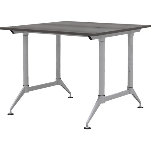 Mayline EVEN Standing Height 2-Person Dual Sided 24 x 60 Each User - Driftwood Rectangle, Thermofused Laminate (TFL), Gray Top - Powder Coated Silver Base - 200 lb Capacity - 60" Table Top Width x 24" Table Top Depth x 1" Table Top Thickness - 42" Height 