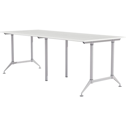 Mayline EVEN Workstation, 2-Person, 24 x 48" , Standing-Height - Designer White Rectangle Top - Powder Coated Silver Base - 200 lb Capacity - 96" Table Top Width x 48" Table Top Depth x 1" Table Top Thickness - 42" Height - Assembly Required - Laminate To
