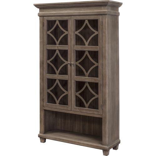 Martin Carson Glass Display Case - 2 Door(s) - 3 Shelve(s) - 2 Adjustable Shelf(ves) - Material: Solid Lumber, Veneer - Finish: Weathered Dove
