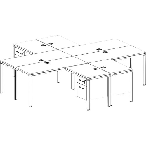 Boss 4 - L Shaped Desk Units, 4 Pedestals - 66" x 24" x 29.5" - Finish: Driftwood