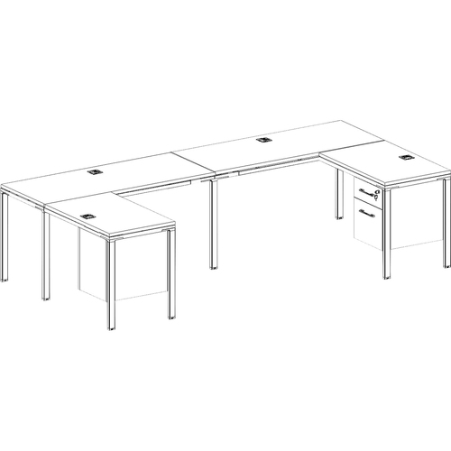Boss 2 - L Shaped Desk Units, 2 Pedestals - 66" x 24" x 29.5" - Finish: Driftwood