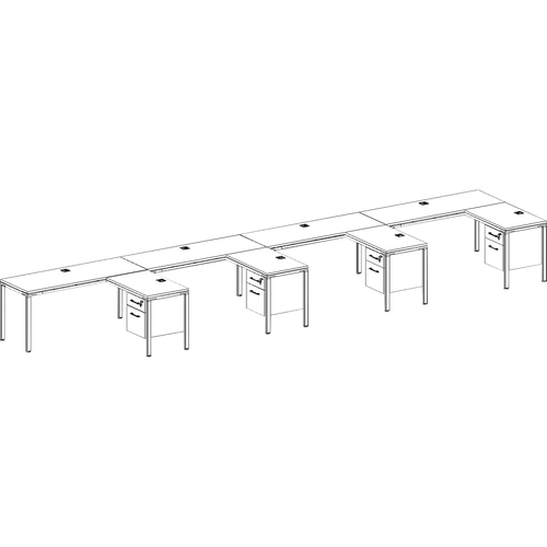 Boss 4 - L Shaped Desk Units, 4 Pedestals - 60" x 24" x 29.5" - Finish: Driftwood
