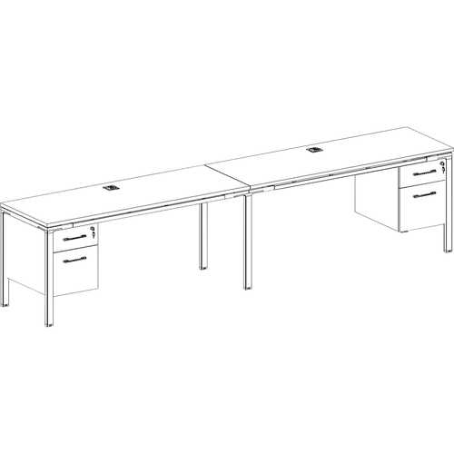 Boss 2 Desks Side by Side with 2 3/4 Pedestals - 48" x 24" x 29.5" - Finish: Driftwood