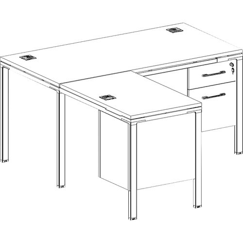 Boss L Shaped Desk Unit, 3 Grommets and 2 Pedestals - 60" x 30" x 29.5" - Finish: Driftwood