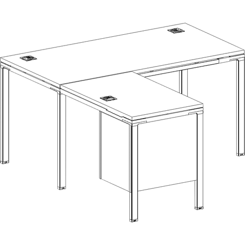 Boss L Shaped Desk Unit, 3 Grommets and 1 Pedestal - 66" x 30" x 29.5" - Finish: Driftwood