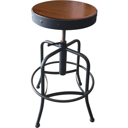 Holland Bar Stools 910 Black Wrinkle Industrial Adjustable Stool - Black Vinyl Seat - Black Tubular Steel Frame - Four-legged Base - Clearcoat - 1 Each