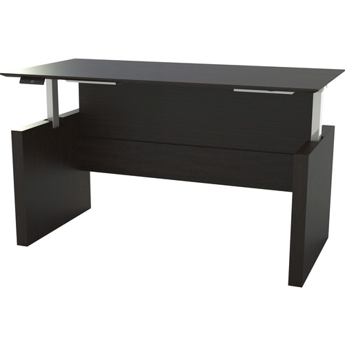 Safco Medina Height-Adjustable 72" Straight Height Adjustable Desk - 72" x 36"49.3" , 1" Work Surface - Beveled Edge - Material: Laminate - Finish: Mocha