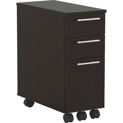 Safco Medina Skinny Pedestal - 3-Drawer - 10.8" x 23" x 24.5" - 3 Drawer(s) - Material: Medium Density Fiberboard (MDF) - Finish: Mocha