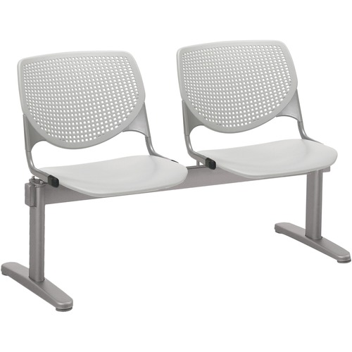 KFI Kool 2 Seat Beam Chair - Light Gray Polypropylene Seat - Light Gray Polypropylene, Aluminum Alloy Back - Powder Coated Silver Tubular Steel Frame - 1 Each