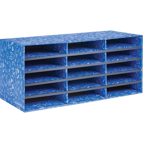 Bankers Box Bankers Box Classroom 15 Compartment Literature Sorter, 1pk - External Dimensions: 28.5" Width x 12.4" Depth x 12.8" Height - Media Size Supported: Letter 8.50" (215.90 mm) x 11" (279.40 mm) - Blue - For Classroom Supplies, Storage - Recycled  - Literature Organizers/Sorters - FEL3384301