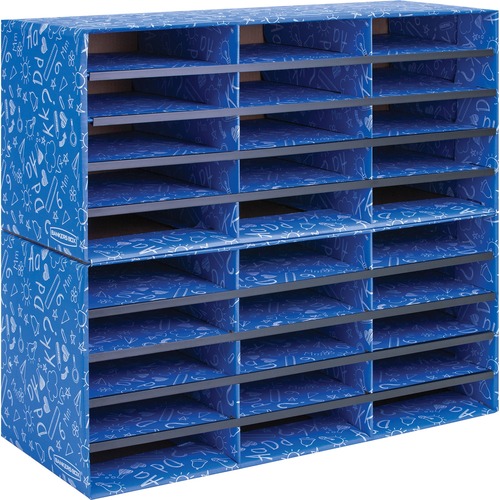 Bankers Box Bankers Box Classroom 30 Compartment Literature Sorter, 1pk - External Dimensions: 28.5" Width x 12.4" Depth x 12.8" Height - Blue - For Classroom Supplies, Storage - Recycled - 1 Each - Literature Organizers/Sorters - FEL3384401