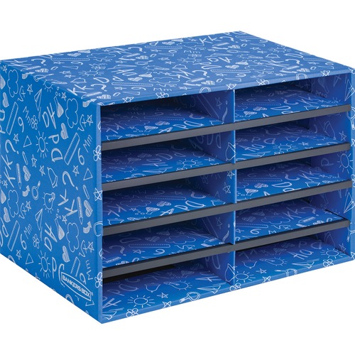 Bankers Box Bankers Box Classroom 10 Compartment Literature Sorter, 1pk - External Dimensions: 19.5" Width x 12.4" Depth x 12.8" Height - Blue - For Classroom Supplies, Storage - Recycled - 1 Each - Literature Organizers/Sorters - FEL3384201