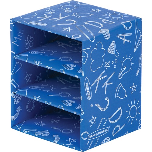 Fellowes Bankers Box Classroom Stackable 3-Shelf Cube Organizers, 4pk - 5.8" Height x 6" Width x 7.4" Depth - Desktop - Blue - 4 / Carton