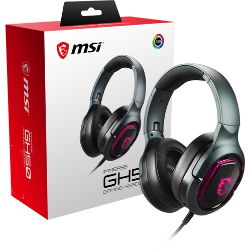 MSI IMMERSE GH50 Gaming Headset - Stereo - USB 2.0 - Wired - 32 Ohm - 20 Hz - 20 kHz - Over-the-head - Binaural - Circumaural - 7.22 ft Cable - Uni-directional Microphone - Black
