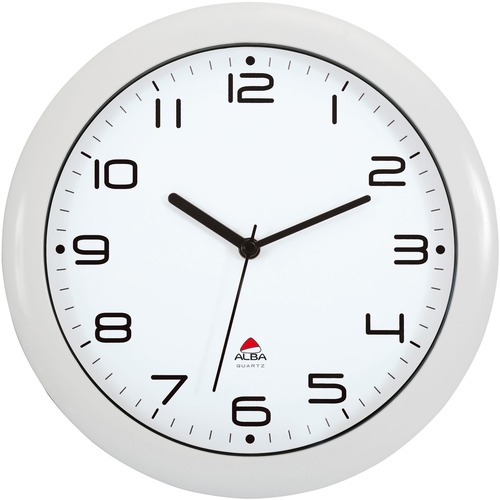 Alba Wall Clock - Analog - Quartz - White Case