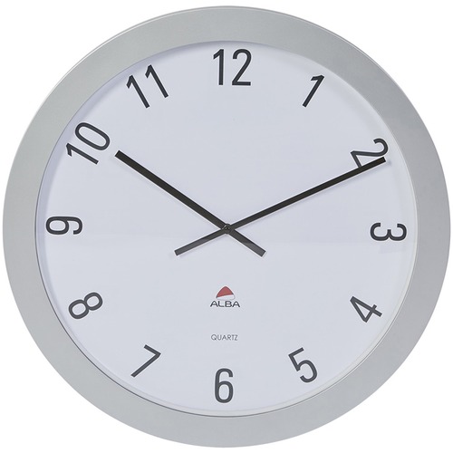 Alba Wall Clock - Analog - Quartz - White Main Dial - Gray Case - Plastic