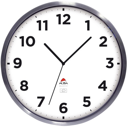 Alba Wall Clock - Analog - Quartz - Silver Case - Contemporary Style